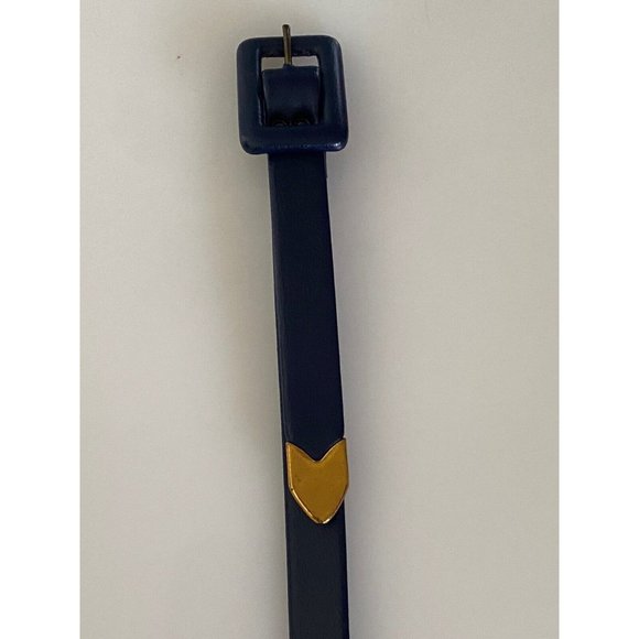 Womens Double Strands Belt Skinny Navy Blue Gold Tone Accent 29\